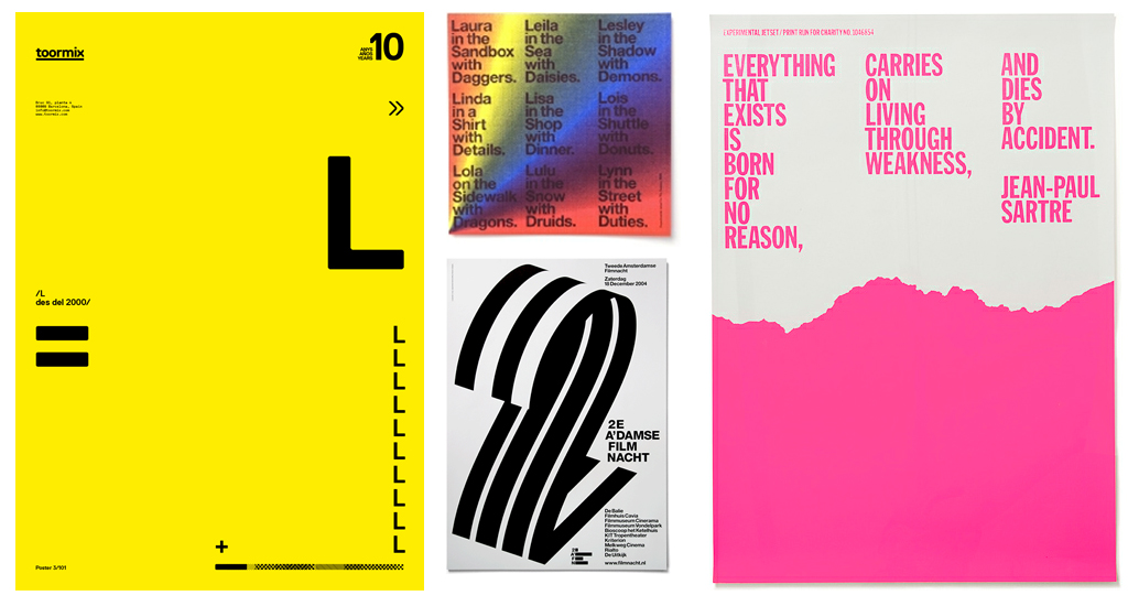 Design agency, Experimental Jetset, use Helvetica and apply formal design conventions, however add that little twist of kookiness– the results are both visually surprising and graphically effective. Check out more of their work here
