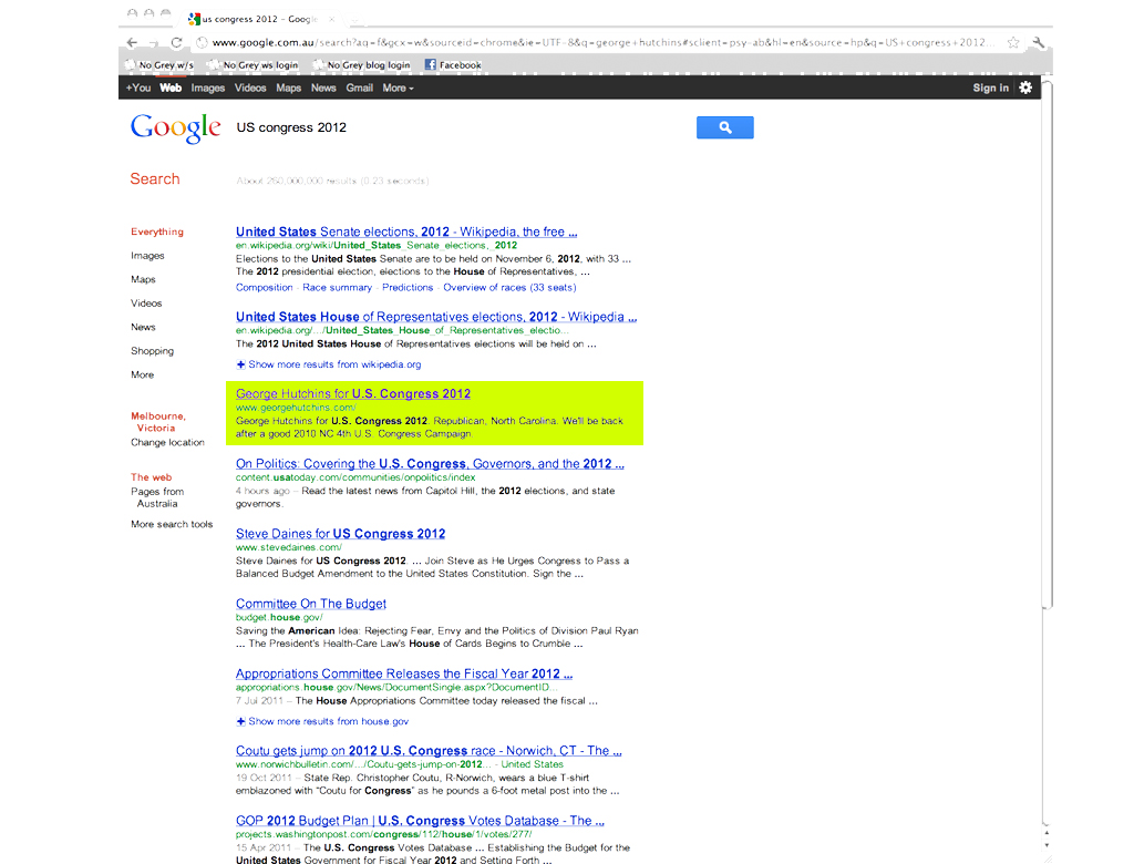 Google search 'US Congress 2011'