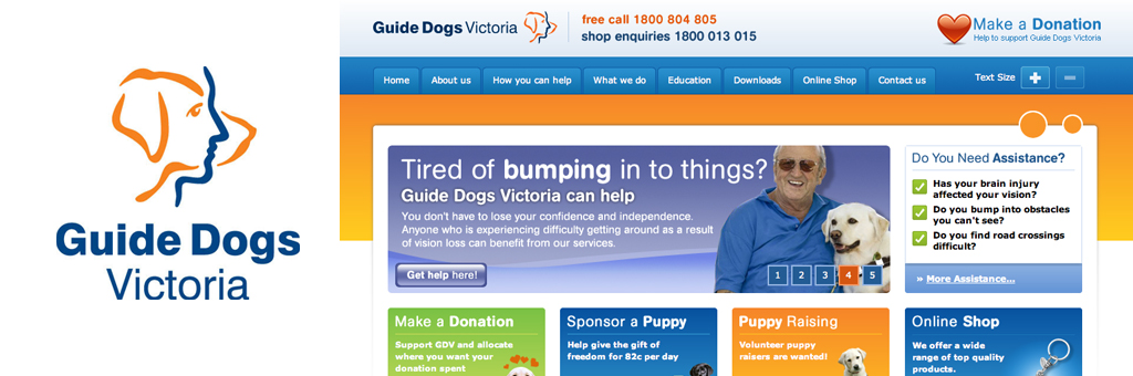 Guide Dogs Victoria website and logo