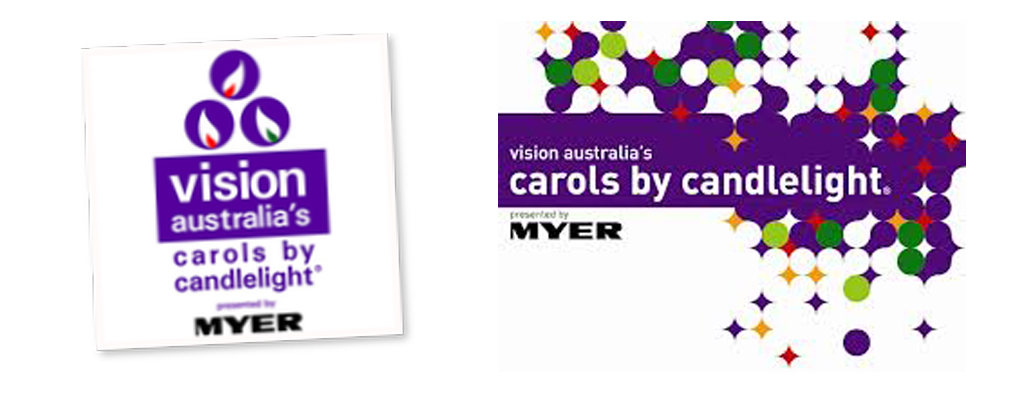 Vision Australia’s Carols by Candlelight logo from last year (2011) and this year (2012)